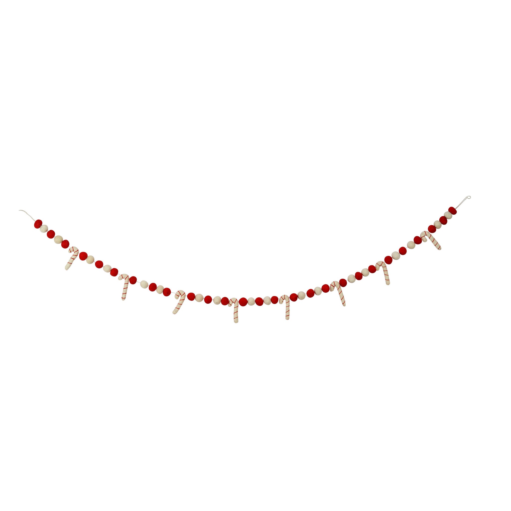 Wool Felt Candy Cane Garland: Christmas Peppermint Stick Banner