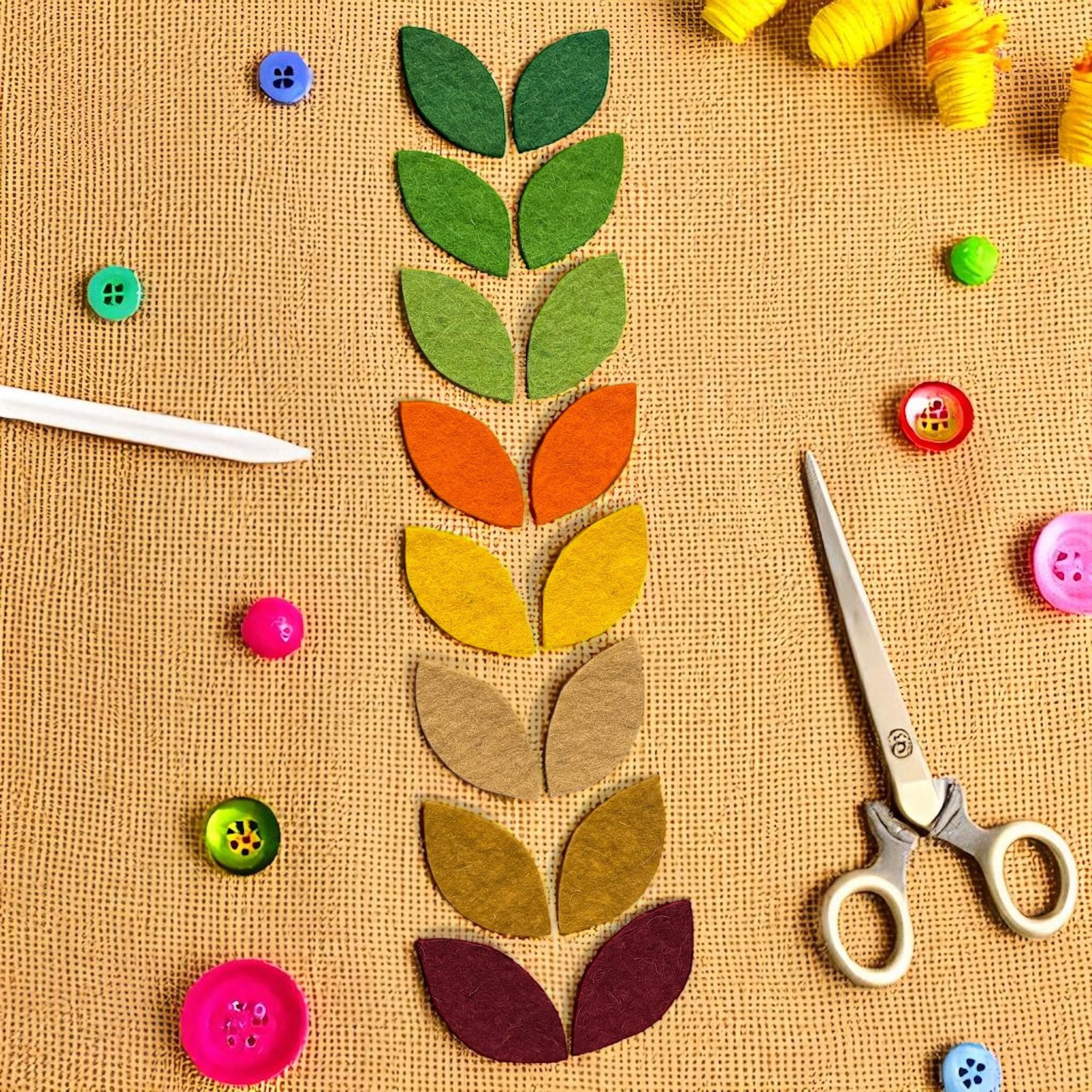 Felt Leaves: Multi-Color Wool Die Cuts, DIY Craft Supplies