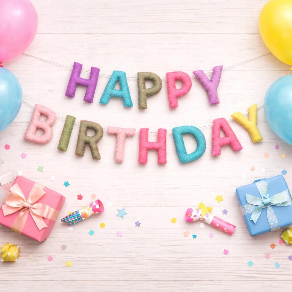 Happy Birthday Banner Garland : Handmade Felt  Kids & Nursery Decor