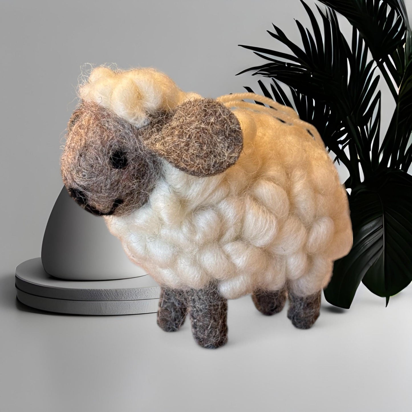 Wool Felt Sheep Wall Hanging Handmade Nursery Farmhouse Decor
