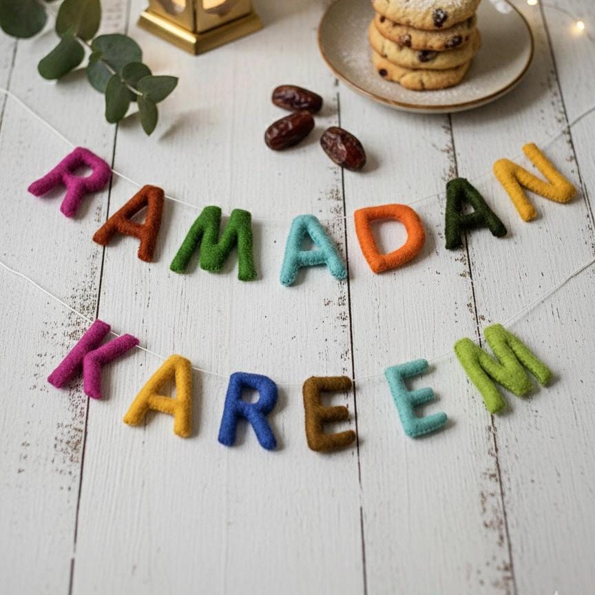 Ramadan Kareem Decor | Handmade Wool Felt Islamic Home Decoration | Thoughtful Family Gift | Ramadan Wall & Table Decor