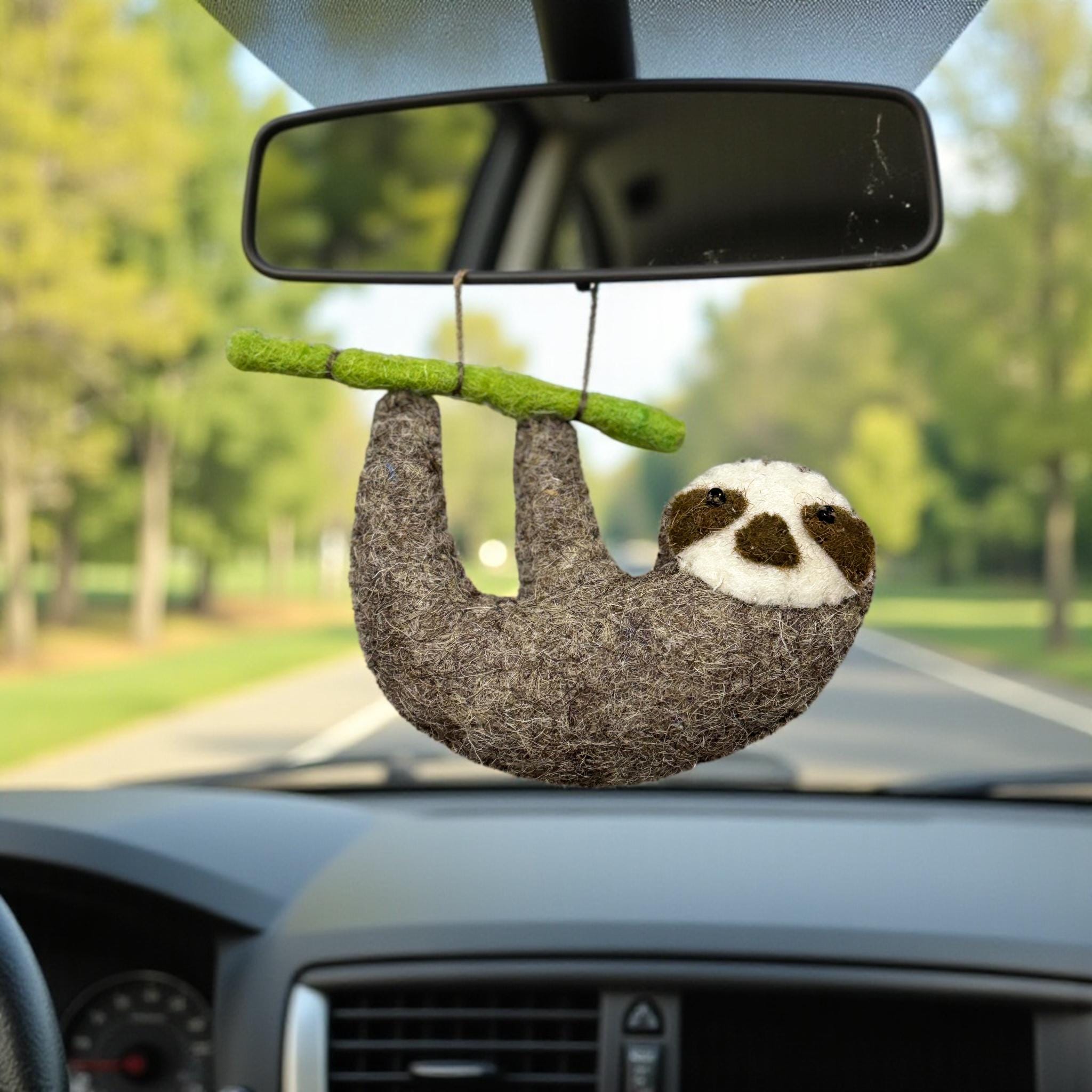 Felt Sloth Ornament, Christmas Tree Hanging, Cute Animal Ornament, Handmade Sloth, Car Charm, Stocking Stuffer, Family Gift, Holiday Decor