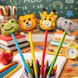 Safari Animal Pencil Toppers Set of 4, Handmade Wool Felt Jungle Pencil Toppers, Kids Party Favours, Return Gifts, School Favors