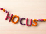 Wool Felt Hocus Pocus Halloween Garland: Pink, Purple, Orange