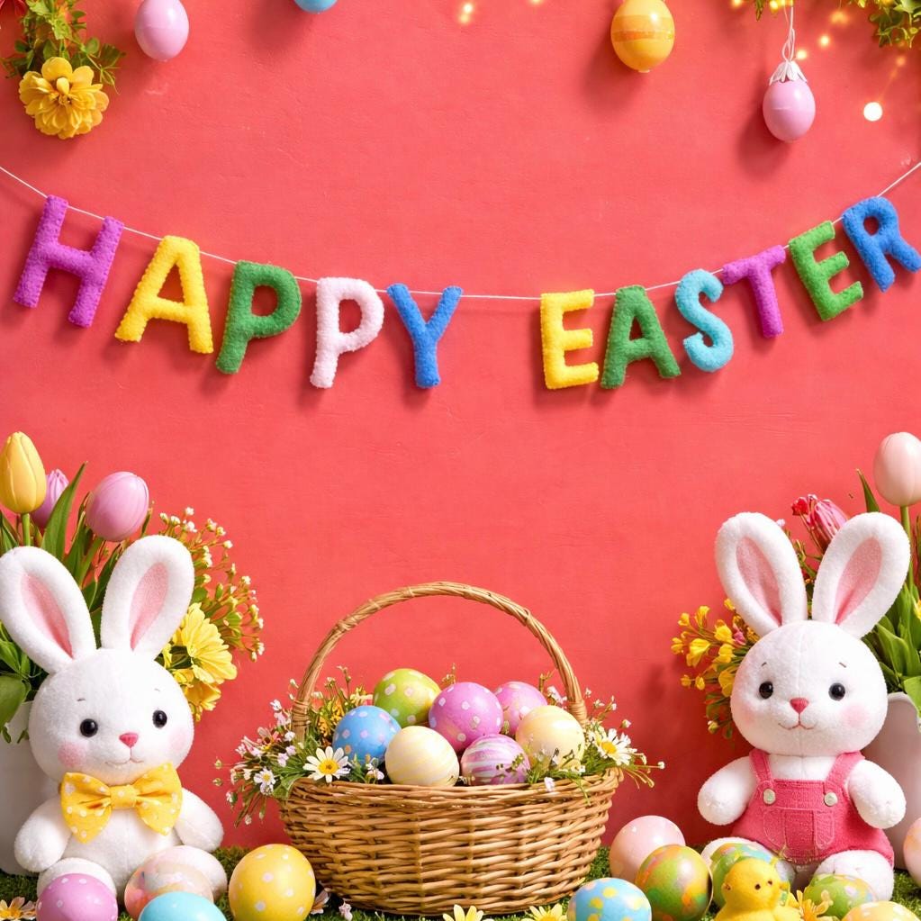 Happy Easter Garland – Handmade Spring Easter Banner – Easter Door Decor, Mantle & Wall Hanging, Easter Gifts