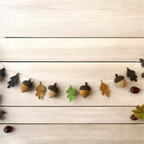 Wool Felt Fall Garland, Autumn Season Garland, Wool Felt Autumn Leaves and Acorns Fall Decor Garland and Bunting, Thanksgiving for Halloween