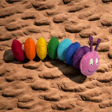 Handmade Wool Felt Caterpillar Toy: Rainbow Color Toddler Plushie
