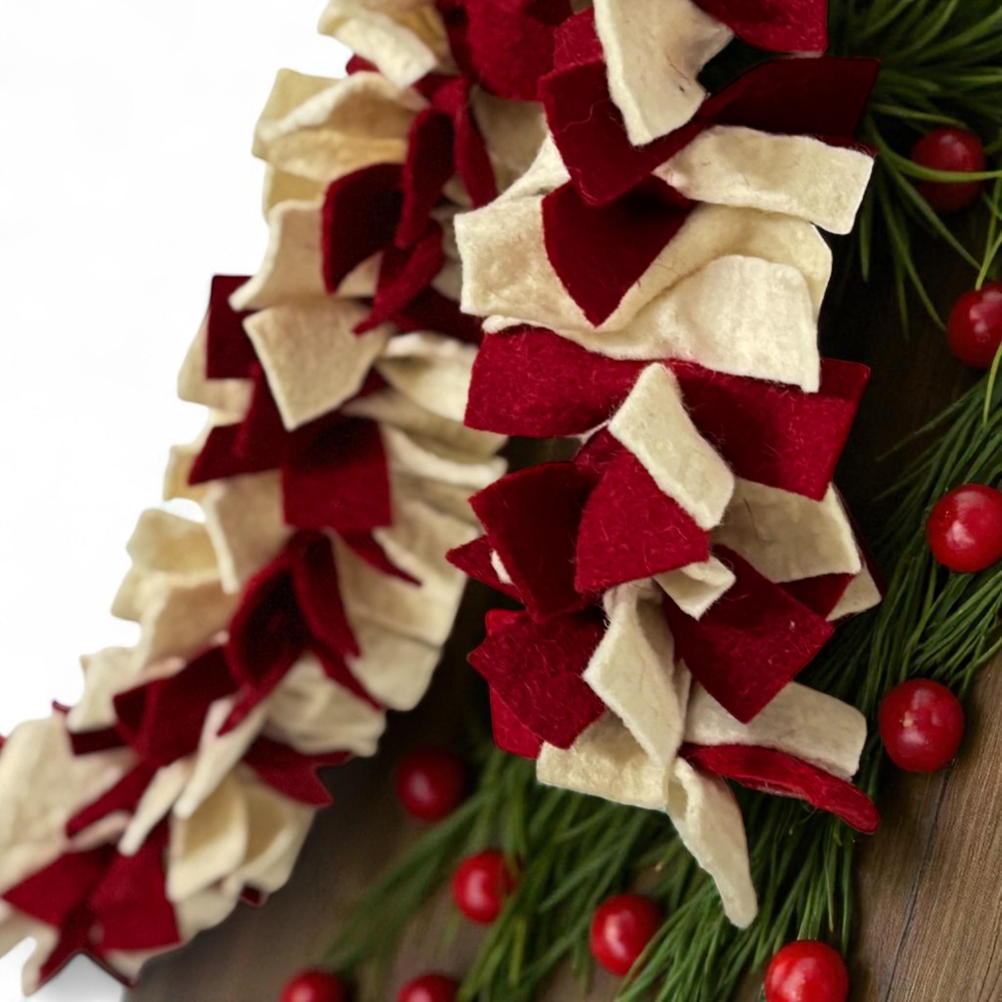 Felt Christmas Garland Decor, Xmas Window Bunting, Holiday Wall Hangings & Furnace Decorations