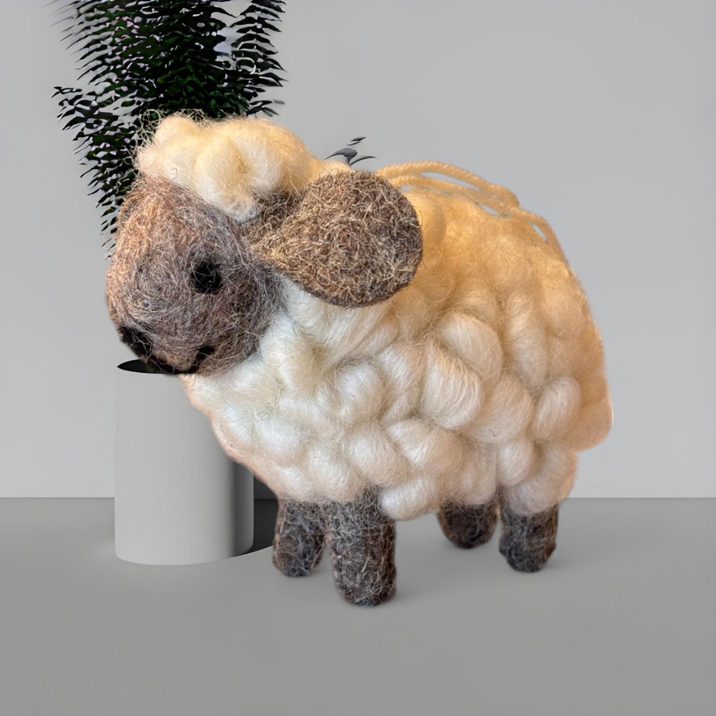 Wool Felt Sheep Wall Hanging Handmade Nursery Farmhouse Decor