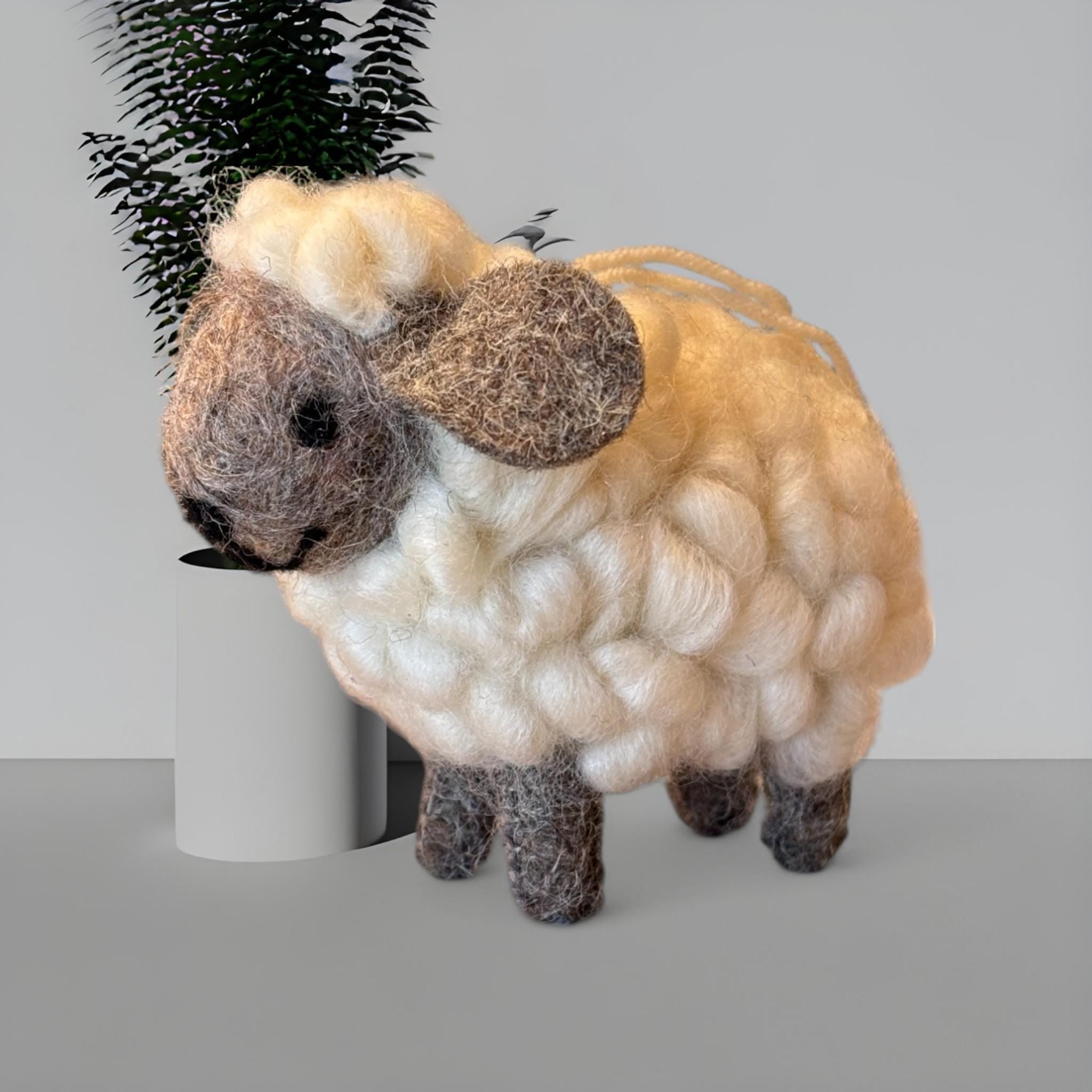Wool Felt Sheep Wall Hanging Handmade Nursery Farmhouse Decor