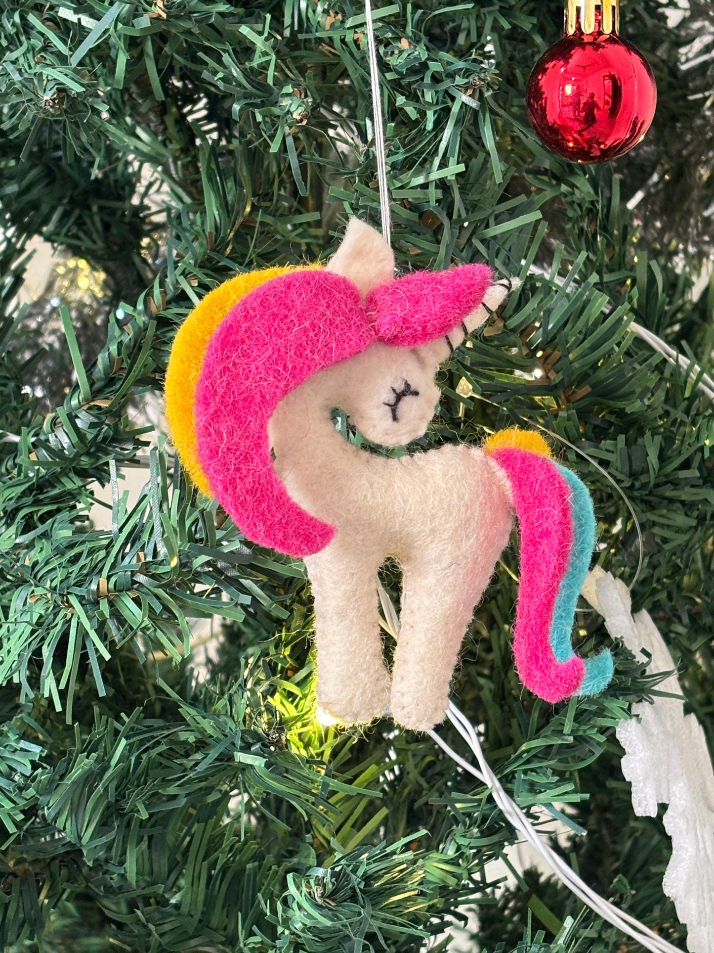 Felt Unicorn Christmas Ornament: Handmade Wool Tree Decoration