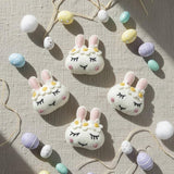 Handmade Wool Felt Easter Bunny Faces, Spring Decor, Set of 5