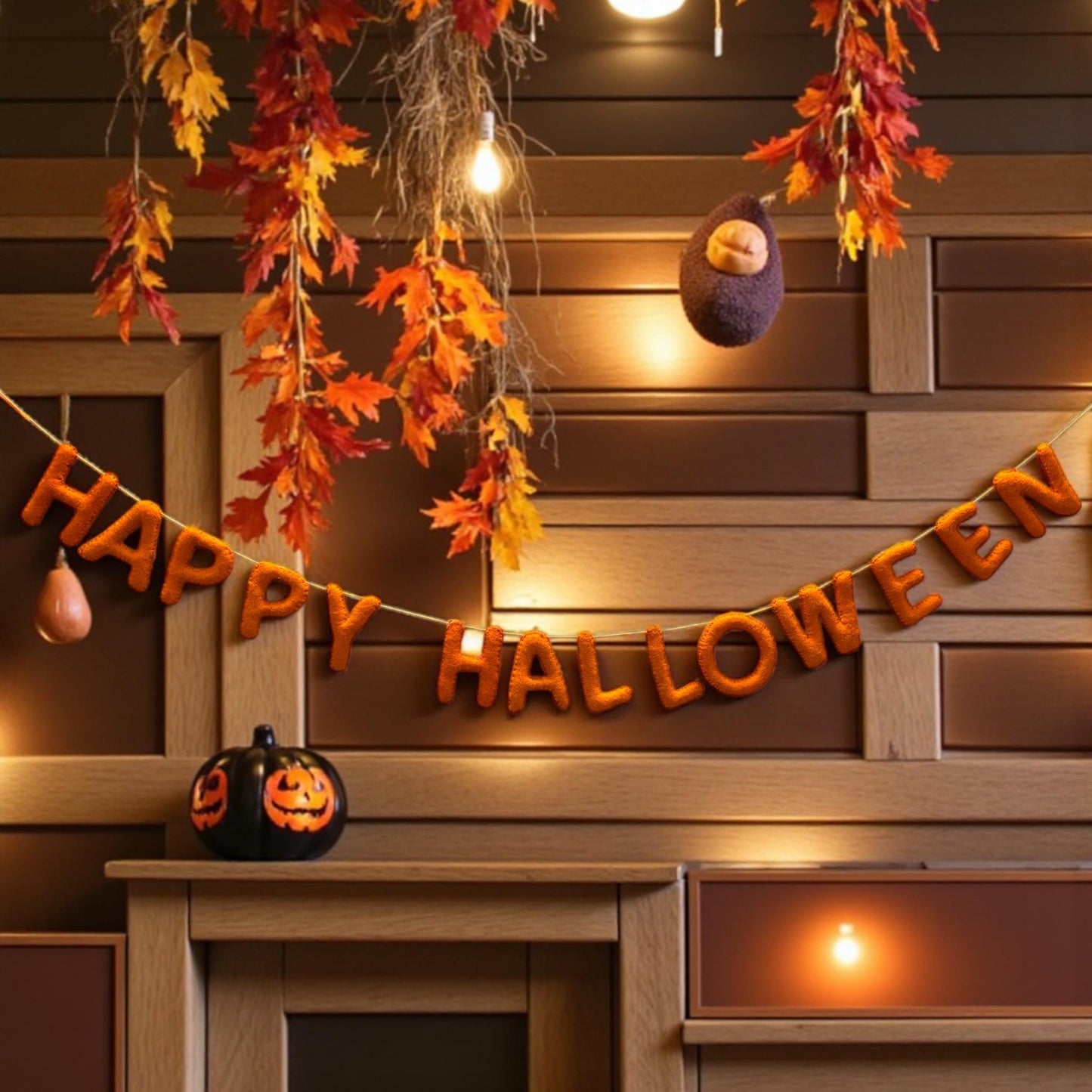 Felt Halloween Garland, Wool Decor, Spooky Season Hanging