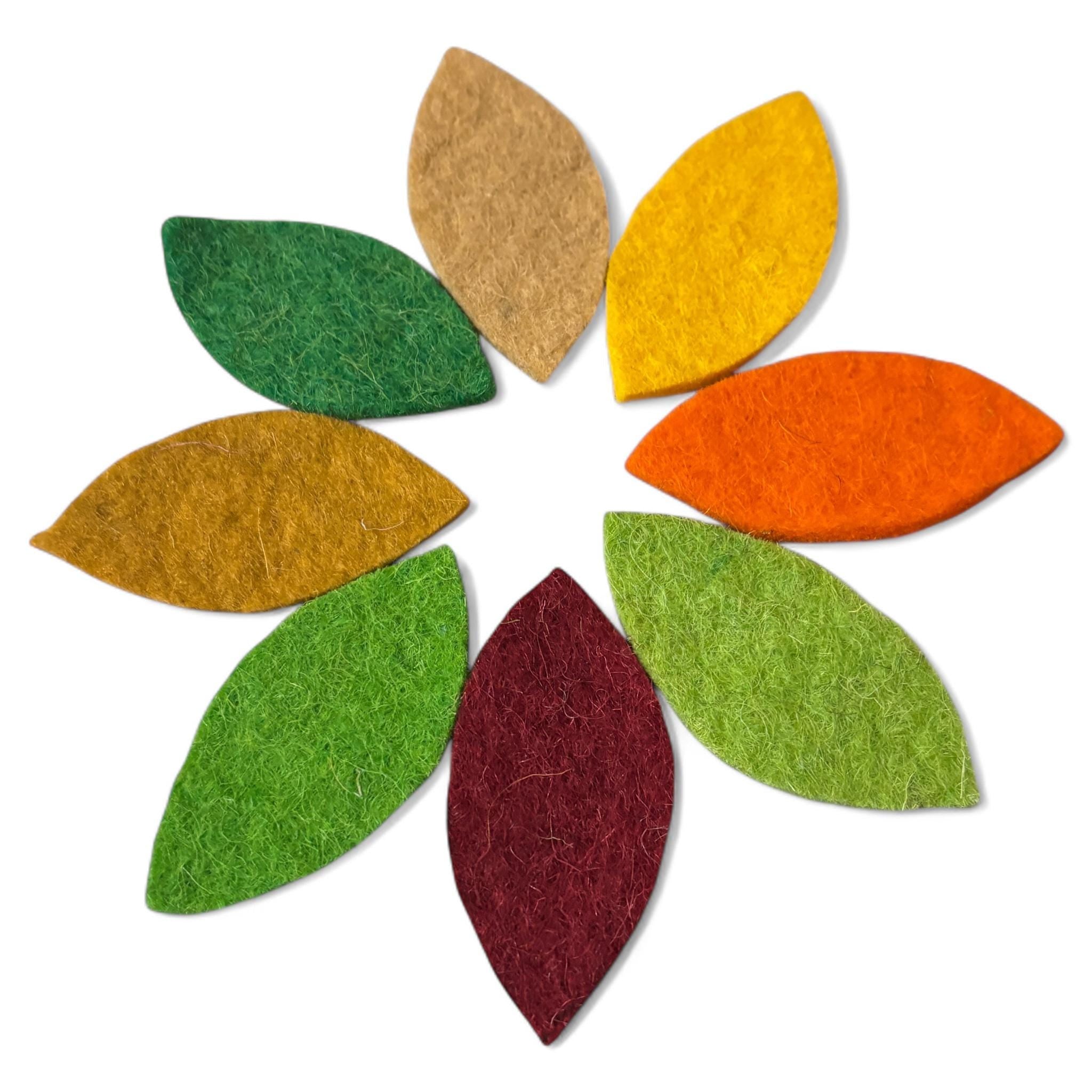 Felt Leaves: Multi-Color Wool Die Cuts, DIY Craft Supplies