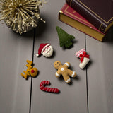 Felt Christmas Ornaments Set – Santa, Gingerbread, Stocking, Reindeer & Candy Cane – Holiday Decor or Bowl Fillers, Best Christmas Gift