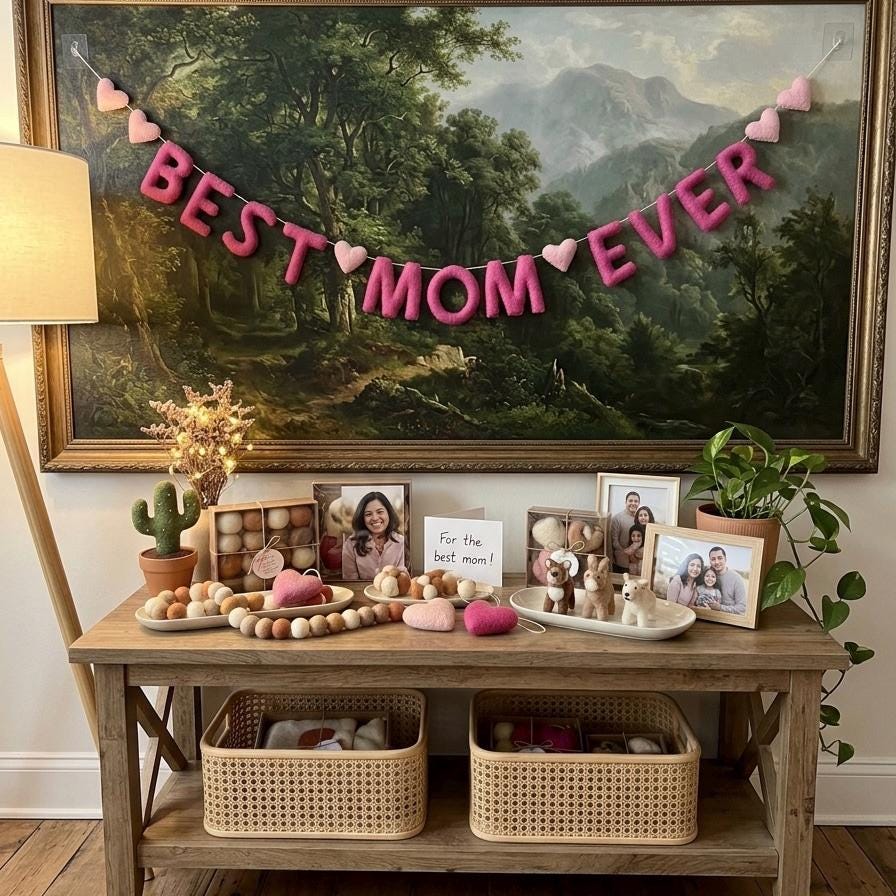 Best Mom Ever Garland, Mother’s Day Banner, Handmade Wool Felt Decor, Mom Gift, Felt Letter Garland, Mothers Day Wall Hanging