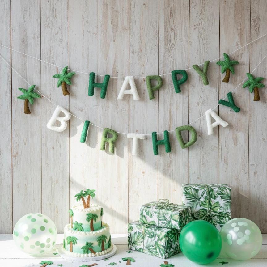 Happy Birthday Banner Garland, Handmade Felt Birthday Decor, First Birthday Banner, Kids Party Decoration, Nursery Wall Decor