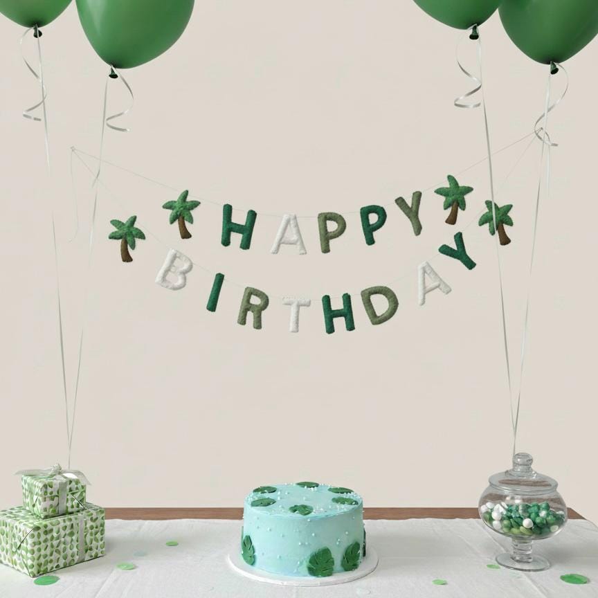 Happy Birthday Banner Garland, Handmade Felt Birthday Decor, First Birthday Banner, Kids Party Decoration, Nursery Wall Decor