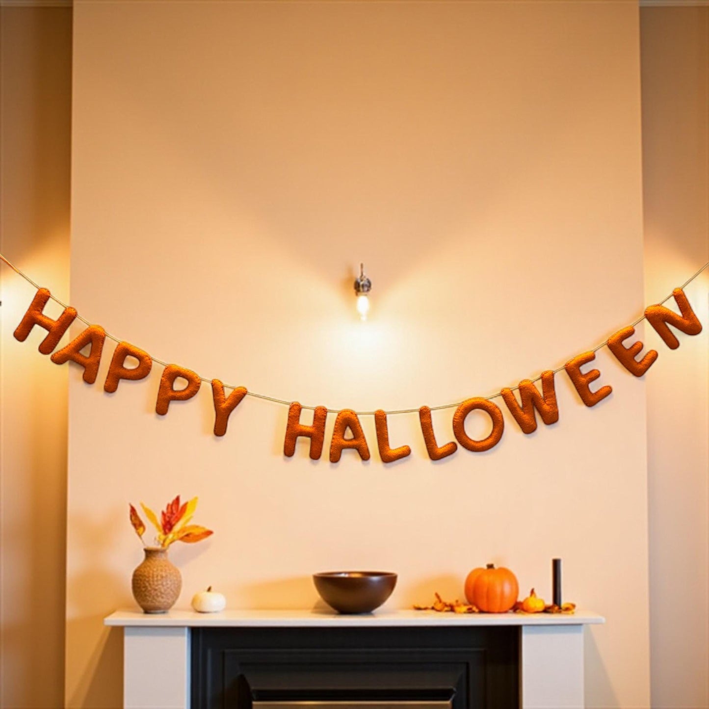 Felt Halloween Garland, Wool Decor, Spooky Season Hanging