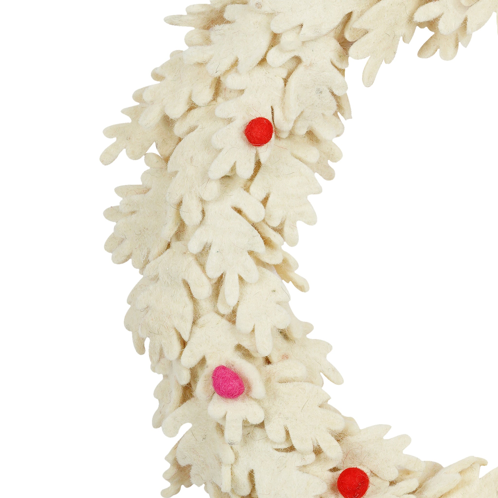 Handmade Wool Felt Christmas Wreath with Red Berries