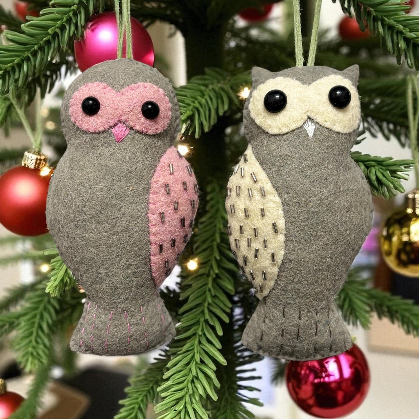 Wool Felt Owl Tree Ornament | Baby’s First Christmas Decoration | Woodland Animal Gift
