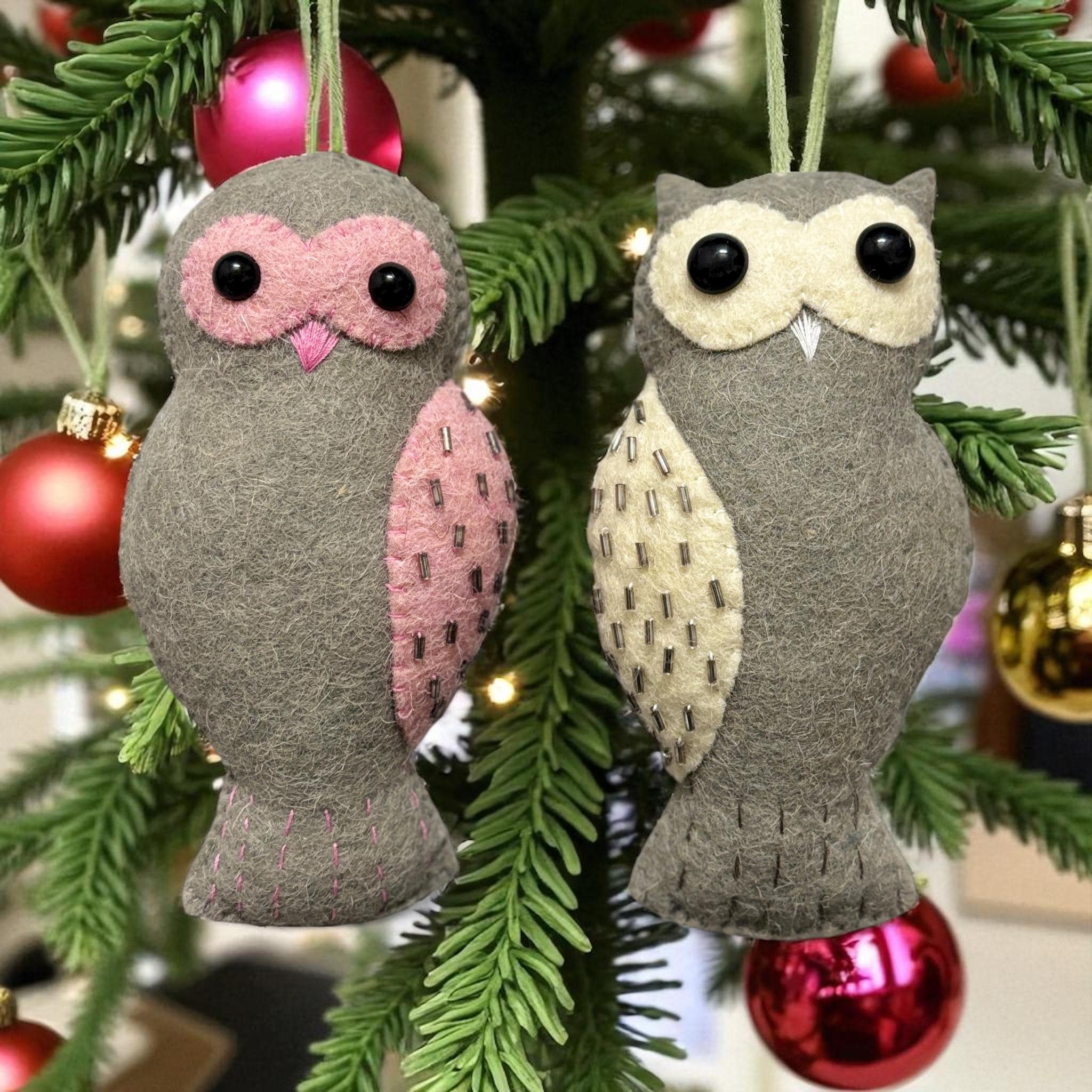 Wool Felt Owl Tree Ornament | Baby’s First Christmas Decoration | Woodland Animal Gift