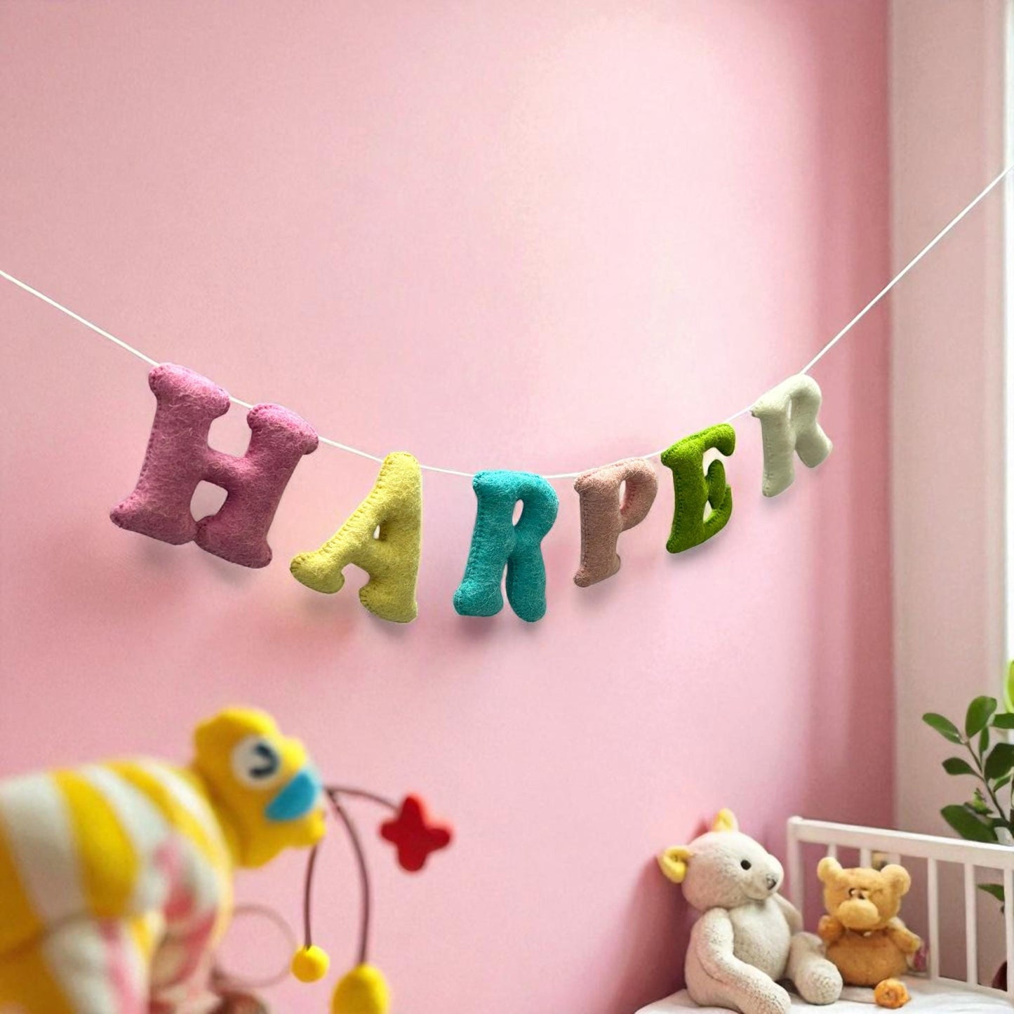 Custom Felt Name Banner,  Felt Letter Banner, Nursery Name Sign, Baby Name Garland