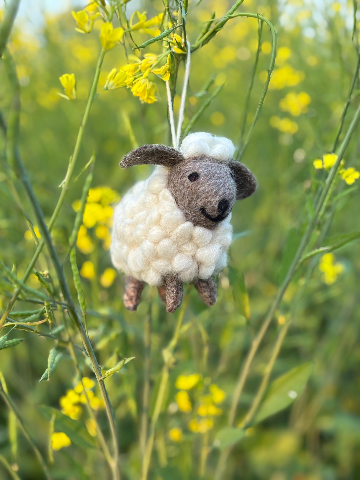 Wool Felt Sheep Wall Hanging Handmade Nursery Farmhouse Decor