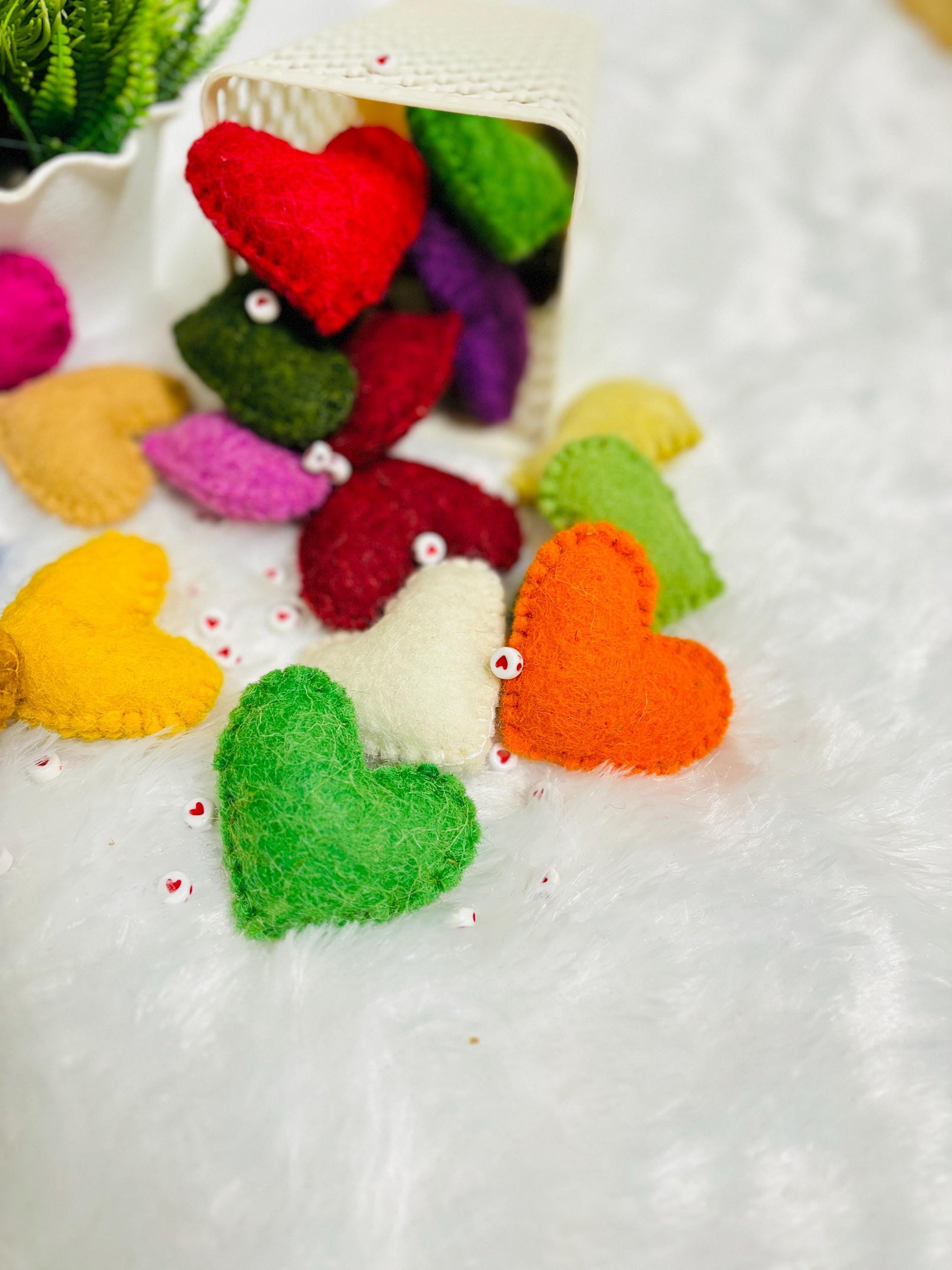 Wool Felt Hearts: 3-Inch Colorful Stuffed DIY Decor