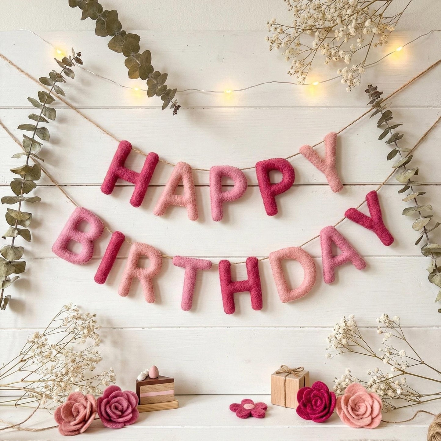 Customised Happy Birthday Banner Garland : Handmade Felt  Kids & Nursery Decor