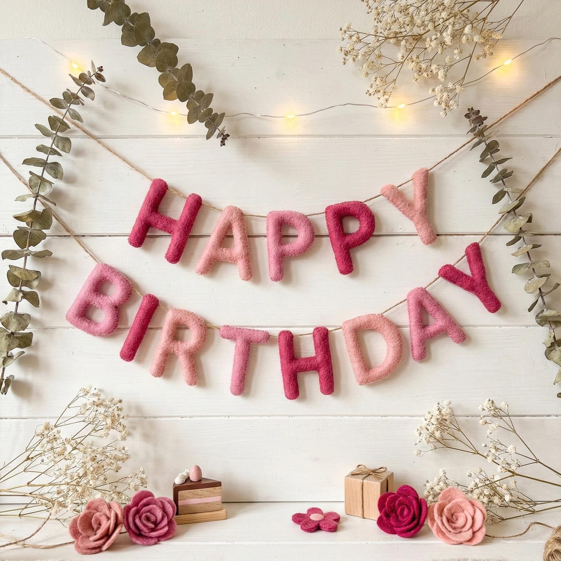 Customised Happy Birthday Banner Garland : Handmade Felt  Kids & Nursery Decor