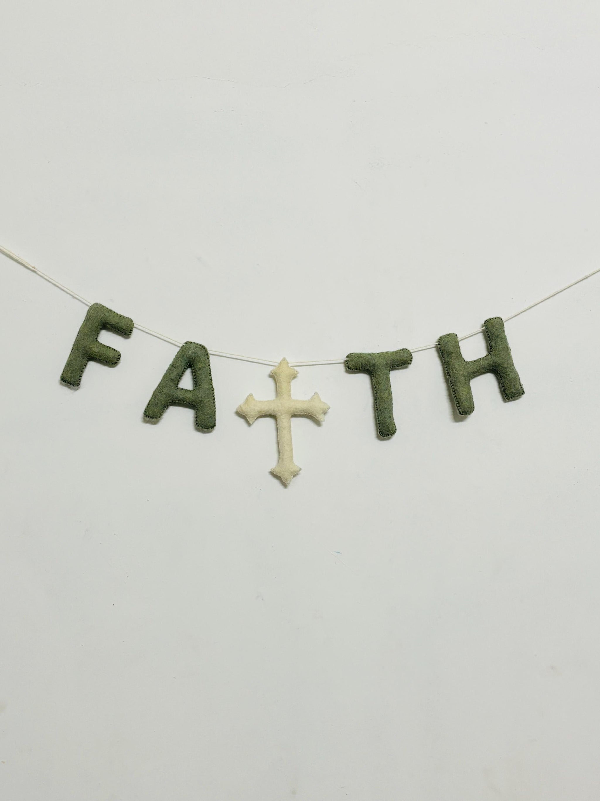 Soft Wool Felt Cross Garland | Nursery Decor, Baby Room Hanging, Baptism & Celebration Decor