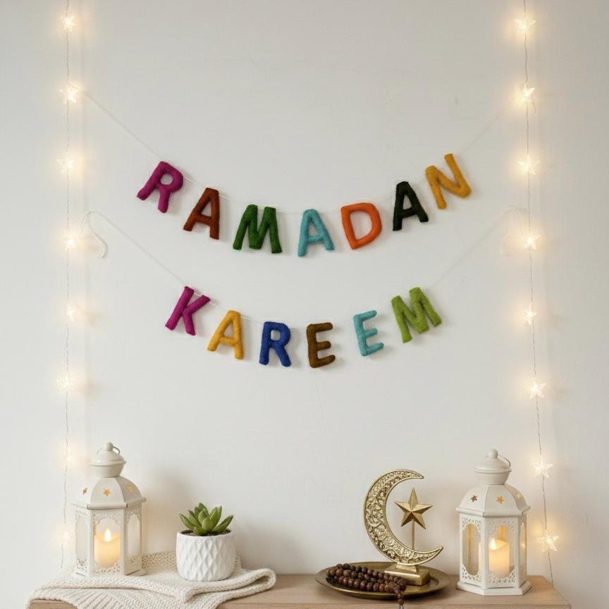 Ramadan Kareem Decor | Handmade Wool Felt Islamic Home Decoration | Thoughtful Family Gift | Ramadan Wall & Table Decor