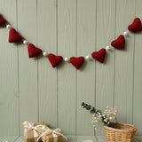 Wool Felt Handmade Heart Garland | Valentine’s Day Decor | Wedding & Anniversary Decoration | Romantic Bedroom Wall Decor | Couple Gift