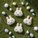 Handmade Wool Felt Easter Bunny Faces, Spring Decor, Set of 5