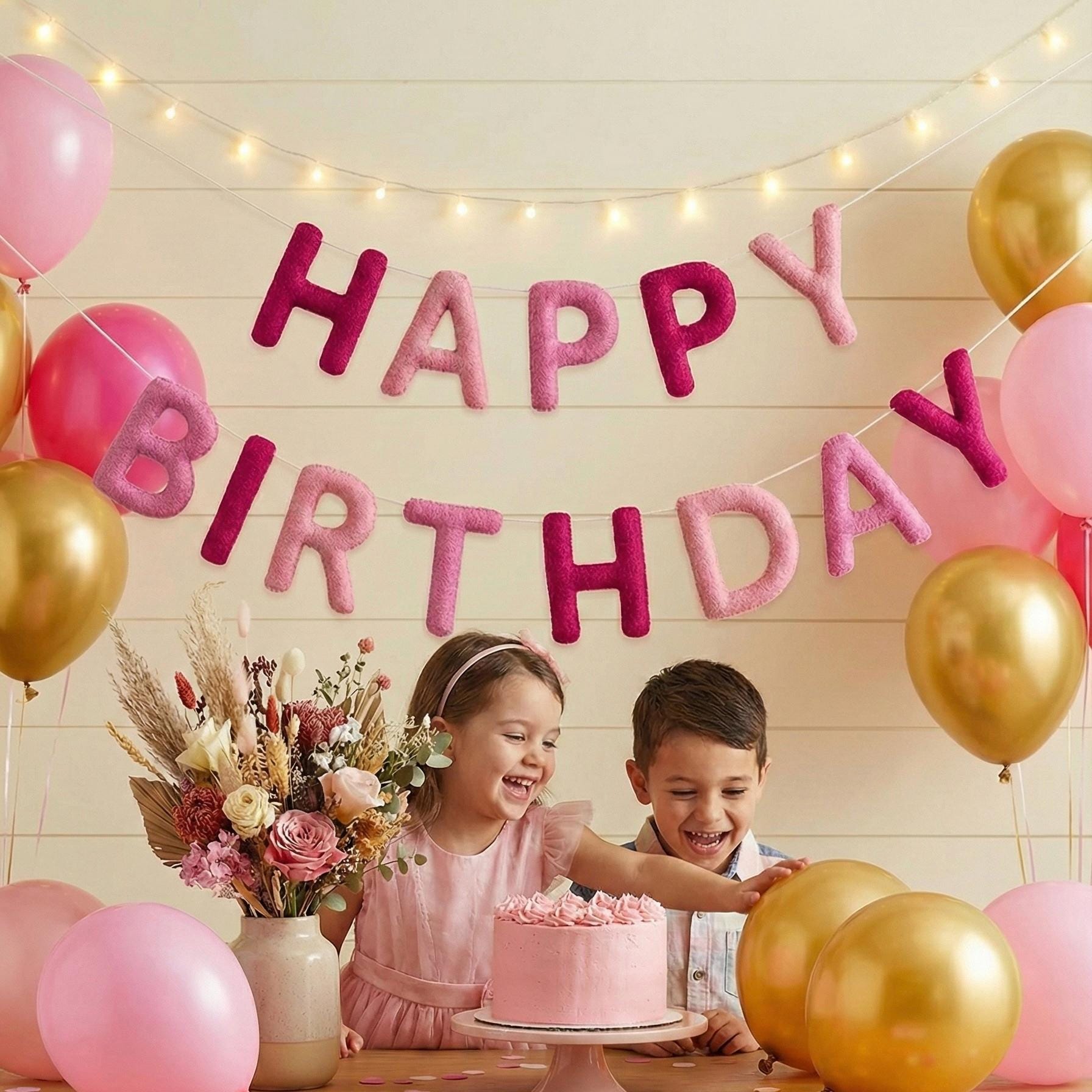 Customised Happy Birthday Banner Garland : Handmade Felt  Kids & Nursery Decor