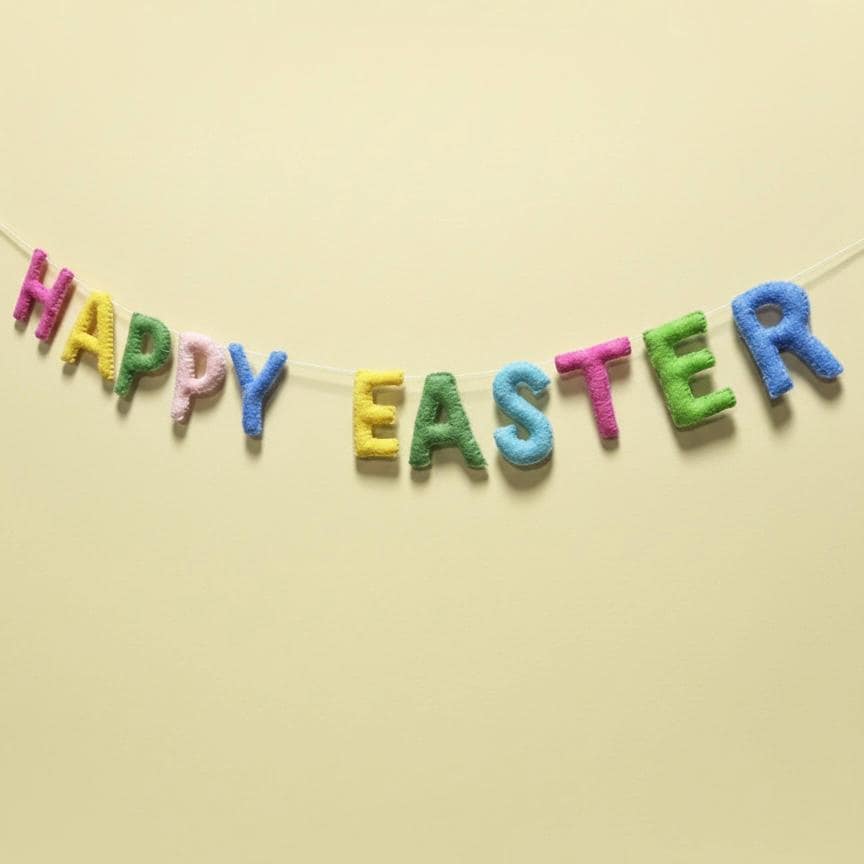 Happy Easter Garland – Handmade Spring Easter Banner – Easter Door Decor, Mantle & Wall Hanging, Easter Gifts