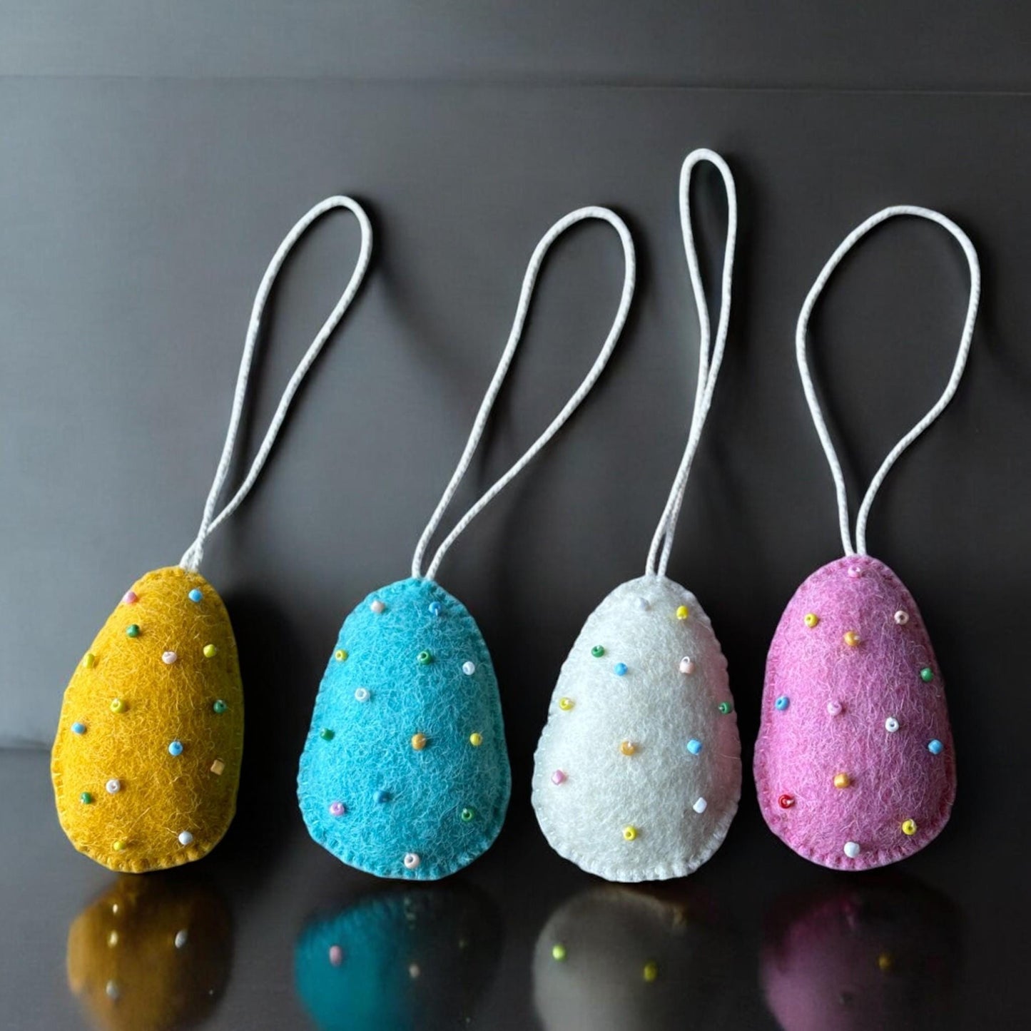 Wool Felt Easter Eggs: Pastel Color Hanging Ornaments/Bowl Fillers For Easter Baskets