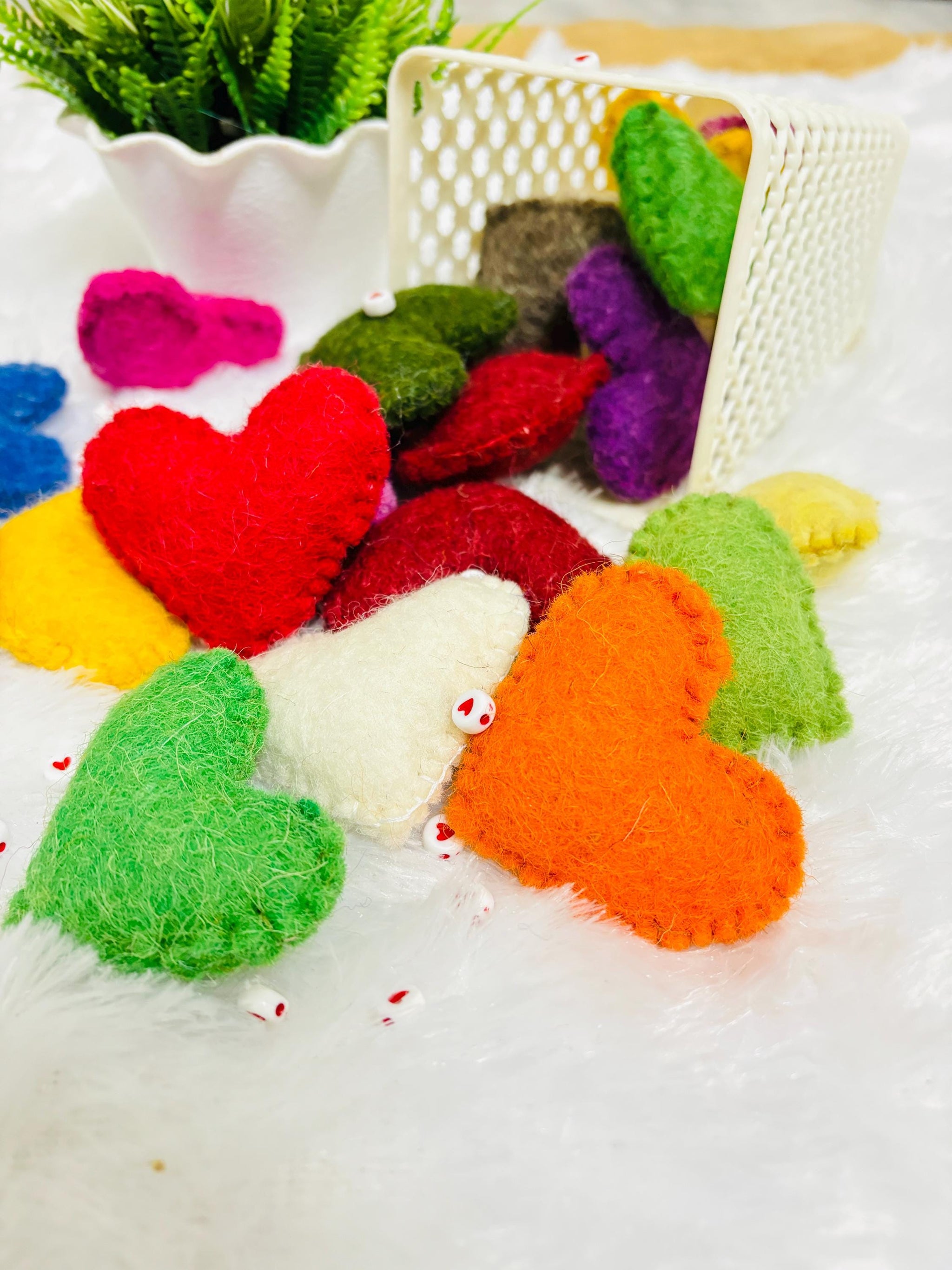 Wool Felt Hearts: 3-Inch Colorful Stuffed DIY Decor