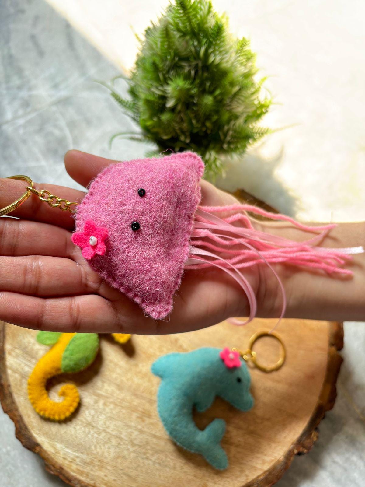 Felt Sea Animal Keychain, Handmade Stuffed Charm