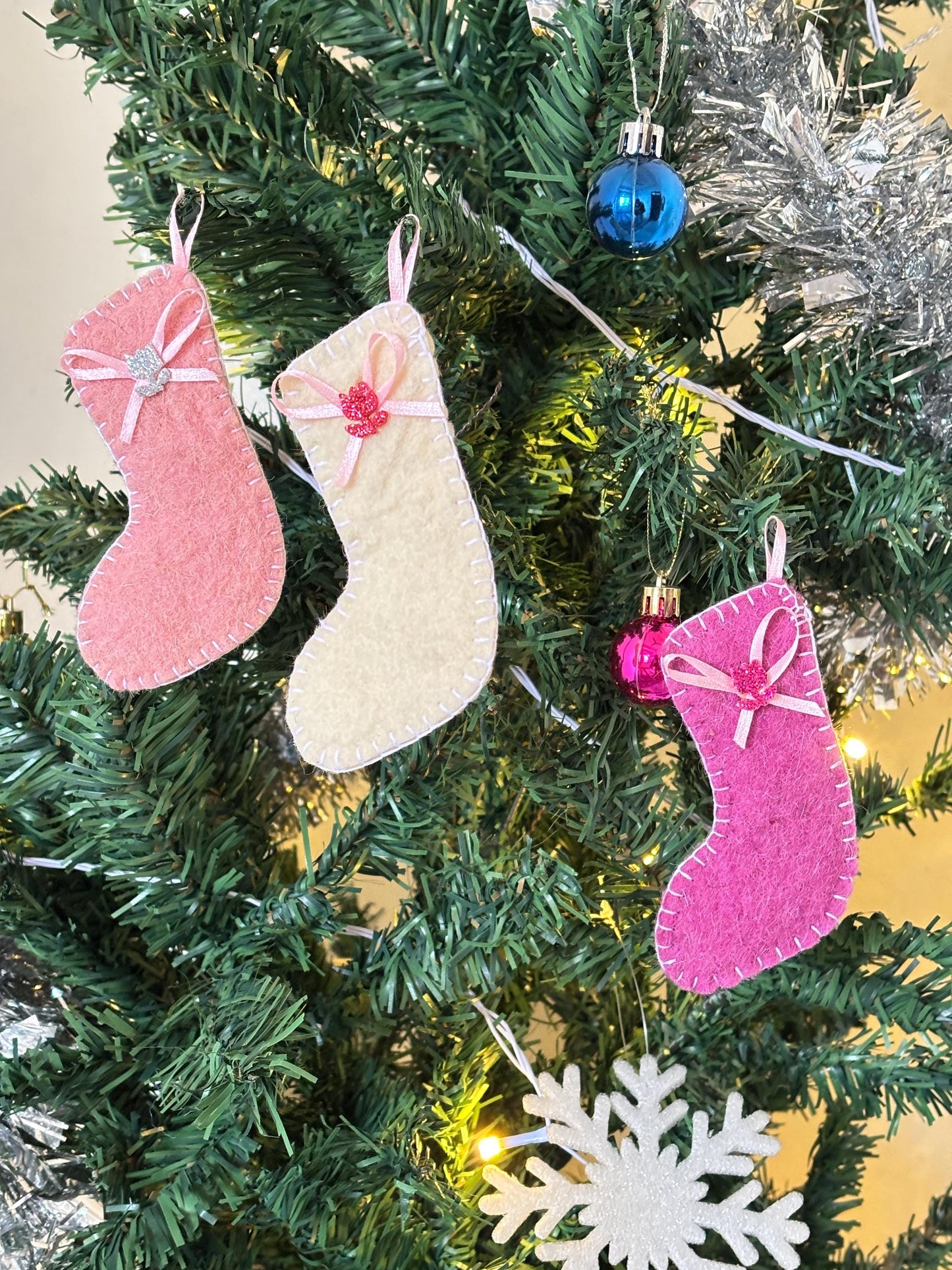 Handmade Felt Christmas Stocking Ornament: Mini Tree Decoration