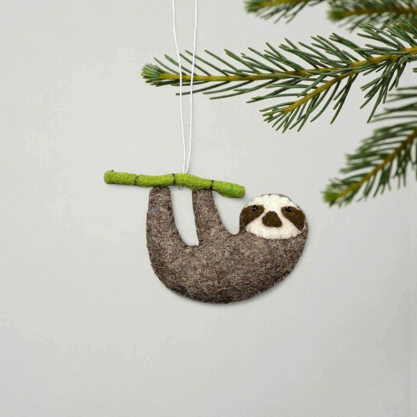 Felt Sloth Ornament, Christmas Tree Hanging, Cute Animal Ornament, Handmade Sloth, Car Charm, Stocking Stuffer, Family Gift, Holiday Decor