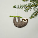 Felt Sloth Ornament, Christmas Tree Hanging, Cute Animal Ornament, Handmade Sloth, Car Charm, Stocking Stuffer, Family Gift, Holiday Decor