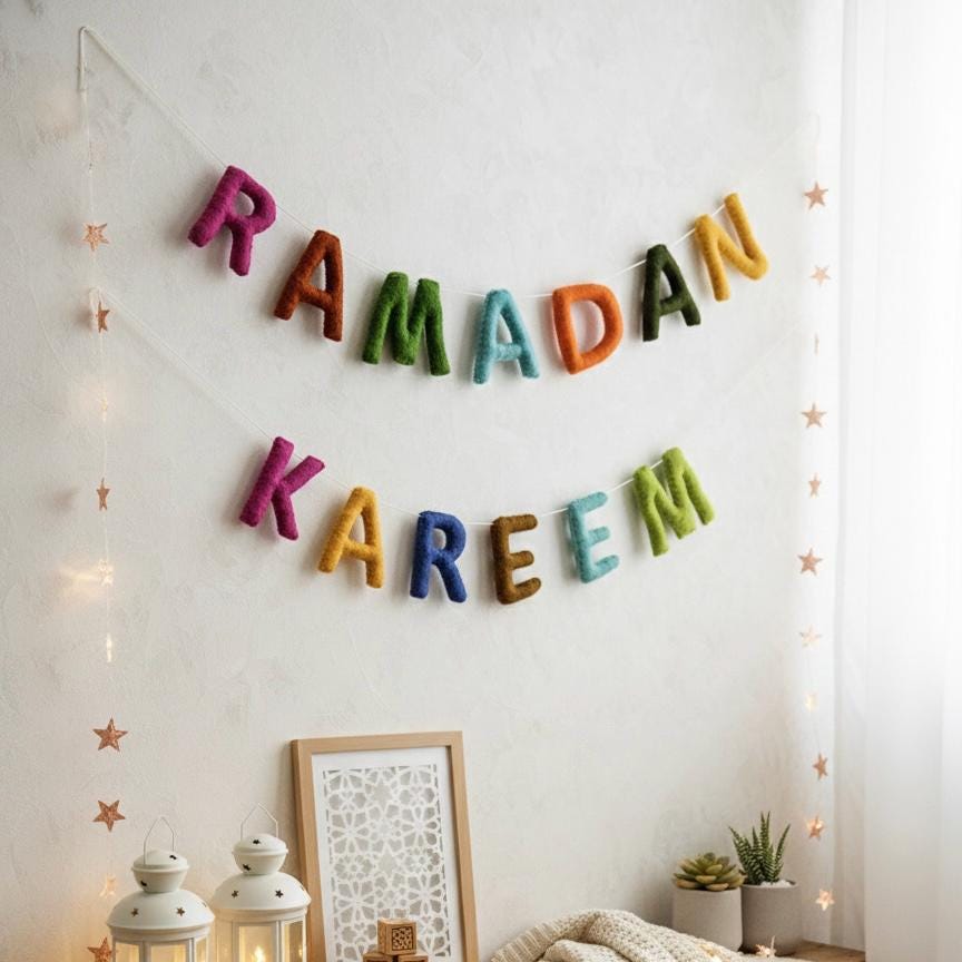 Ramadan Kareem Decor | Handmade Wool Felt Islamic Home Decoration | Thoughtful Family Gift | Ramadan Wall & Table Decor