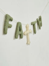 Soft Wool Felt Cross Garland | Nursery Decor, Baby Room Hanging, Baptism & Celebration Decor