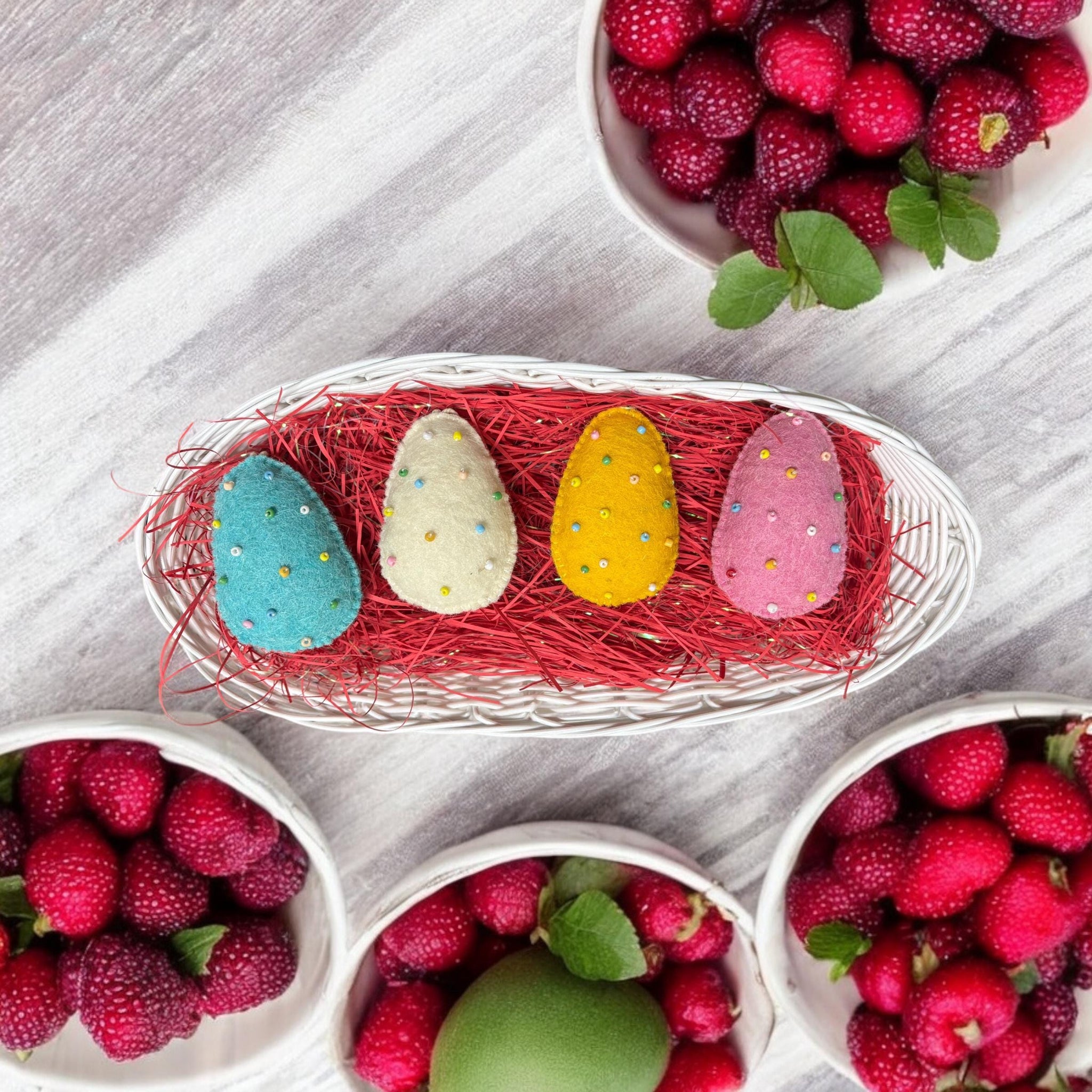 Wool Felt Easter Eggs: Pastel Color Hanging Ornaments/Bowl Fillers For Easter Baskets