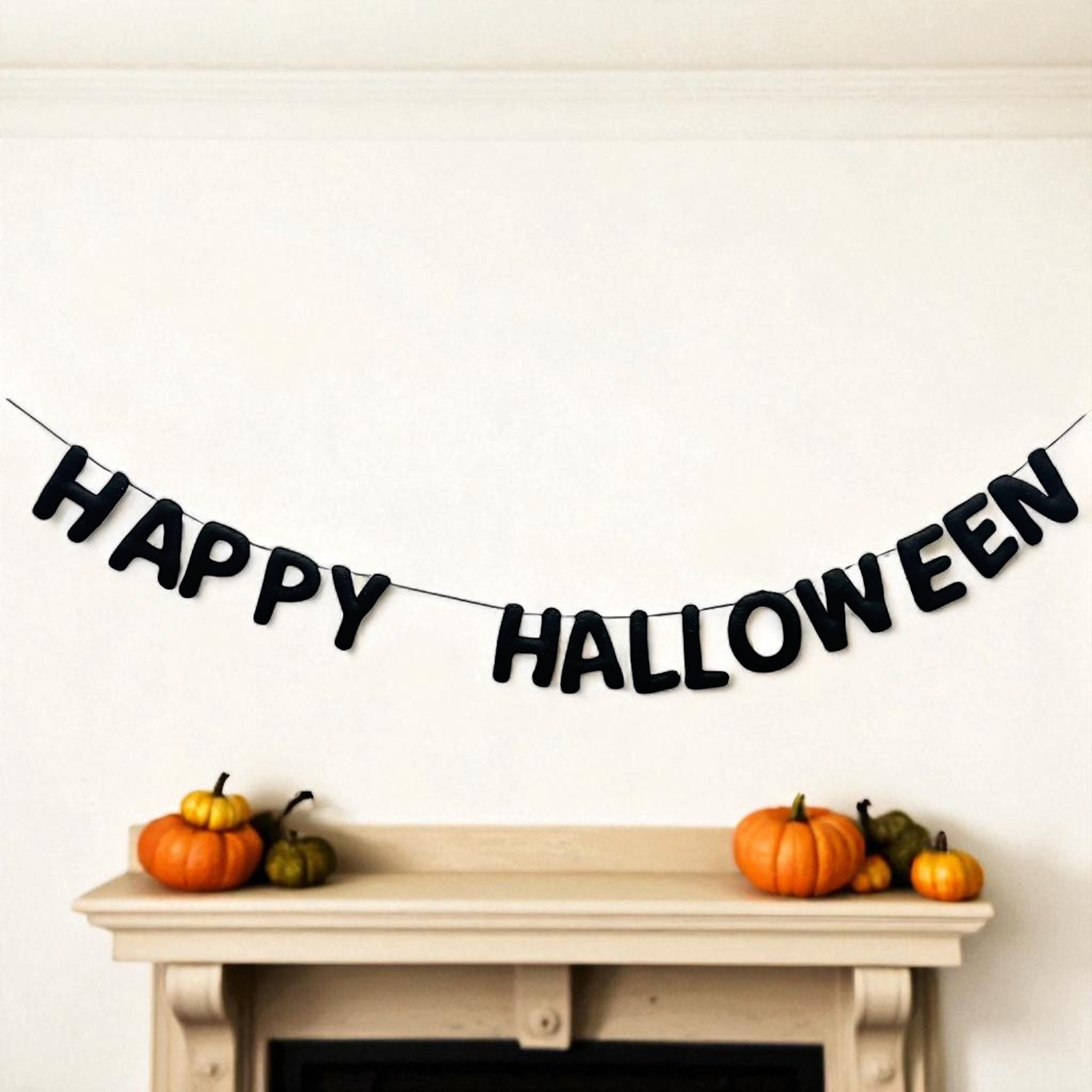 Happy Halloween Garland: Wool Felt Fall Mantel Decor, Helloween Decor Garland for Home & Party Decor and Gifts/ Customisation Available