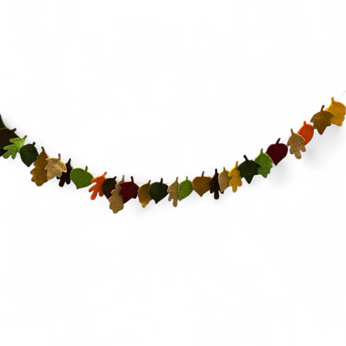 Decorative garland with leaf-shaped ornaments on a white background