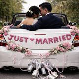 Handmade Wool Felt “JUST MARRIED” Garland – Wedding Banner for Bridal Shower, Engagement & Party Backdrop Decor