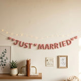 Handmade Wool Felt “JUST MARRIED” Garland – Wedding Banner for Bridal Shower, Engagement & Party Backdrop Decor